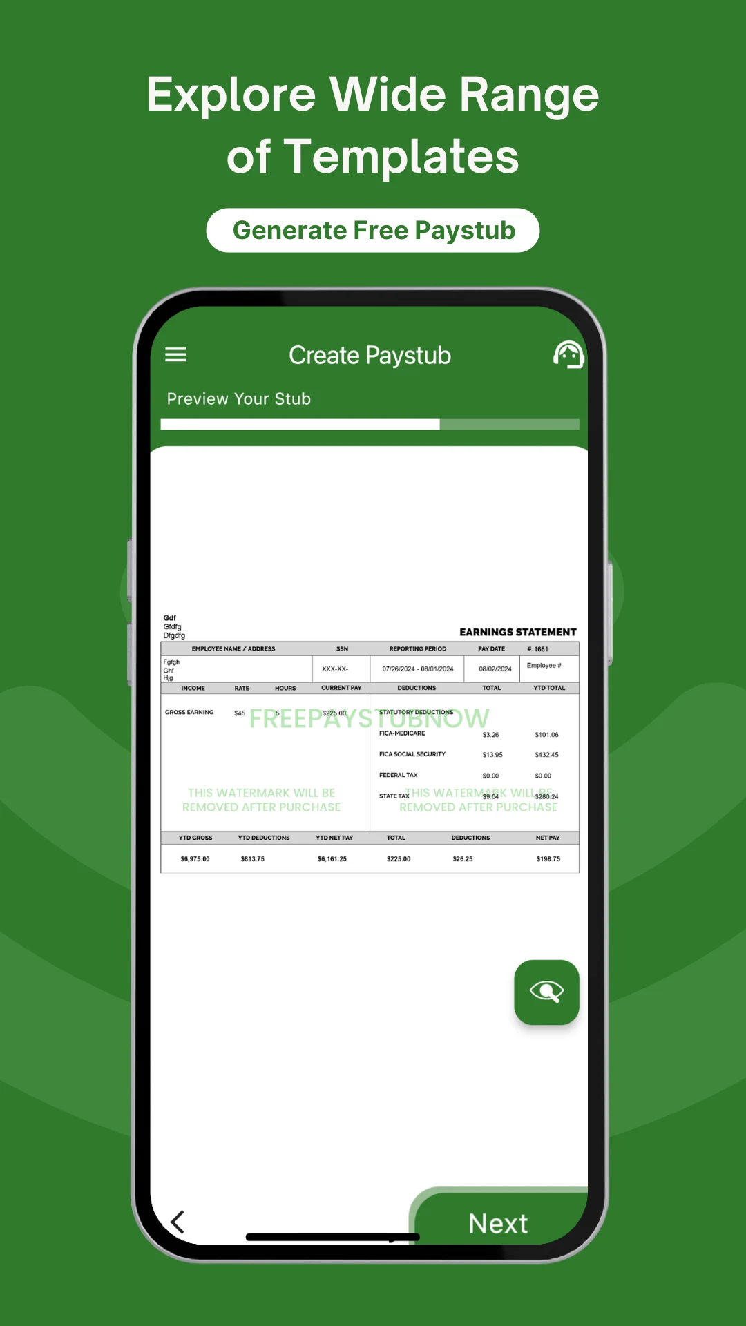 FreePayStubNow: Check Stubs screenshot